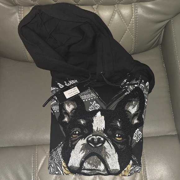 Other - Black Dog Hoodie with Sequin Design